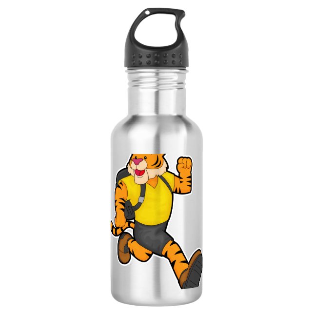 Bouteille D'eau Tigre en marche avec sac à dos (Devant)