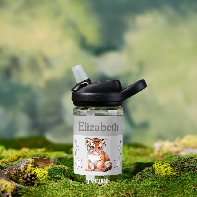 Bouteille D'eau Tigre mignon ajouter un nom avec des étoiles enfan (Extérieur)