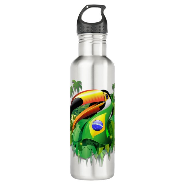 Bouteille D'eau Toco Toucan avec drapeau brésilien (Devant)