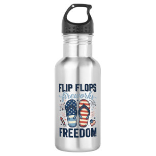 Bouteille D'eau Tongs Patriotiques Feux d'Artifice de la Liberté C