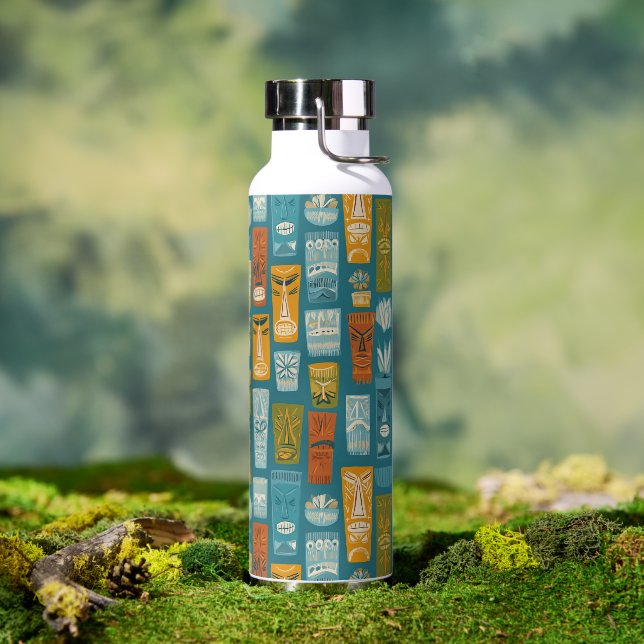 Bouteille D'eau Totems Tiki Rétro (Extérieur (pivotée))