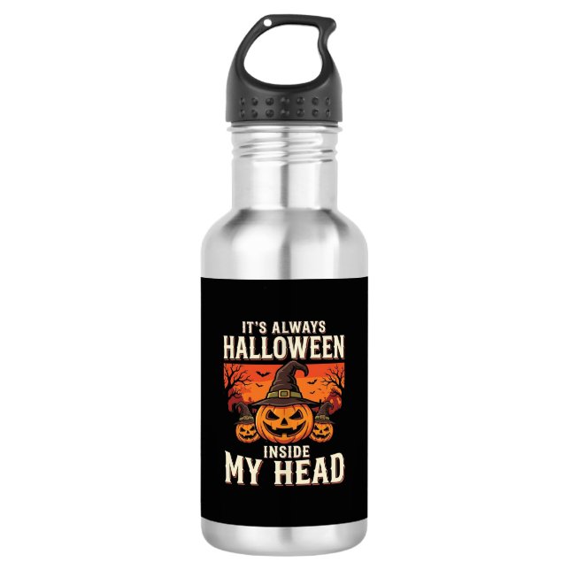 Bouteille D'eau Toujours Citrouille de Halloween Design de Sorcièr (Devant)