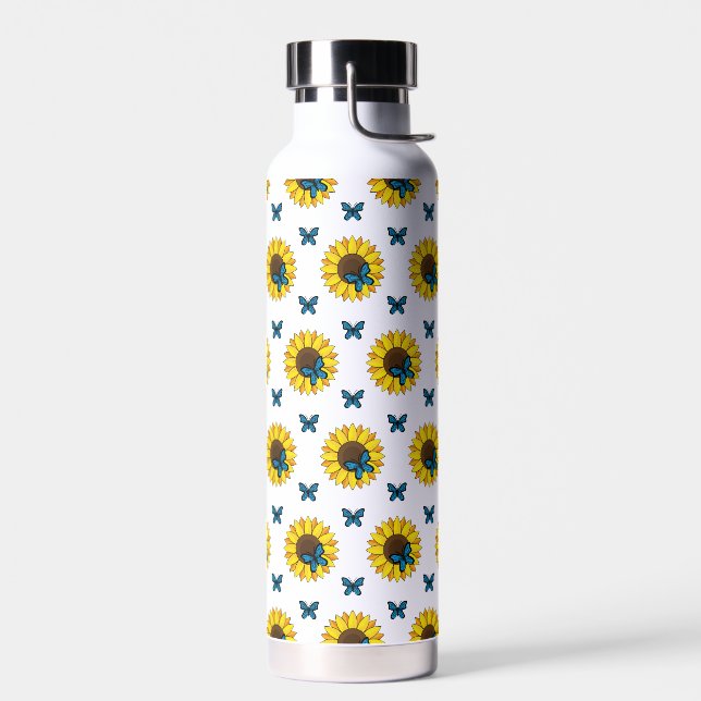 Bouteille D'eau Tournesol et papillon bleu (Gauche)