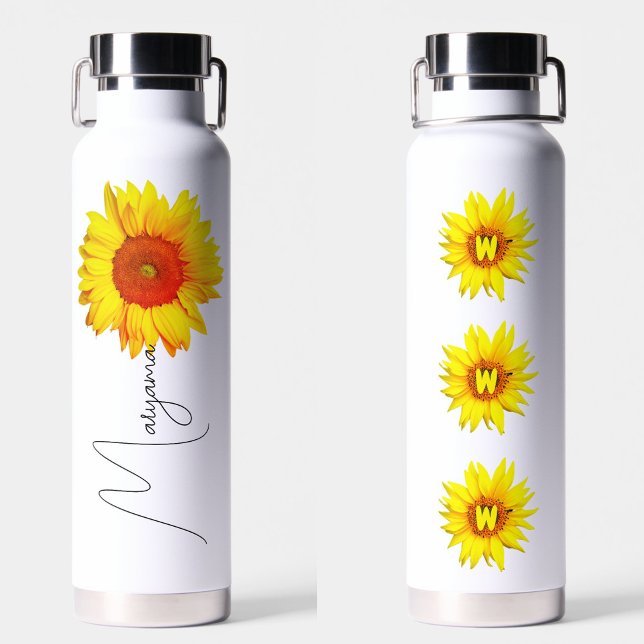 Bouteille D'eau Tournesol Moderne | Nom & Monogramme Personnalisés (Unique water bottle
)