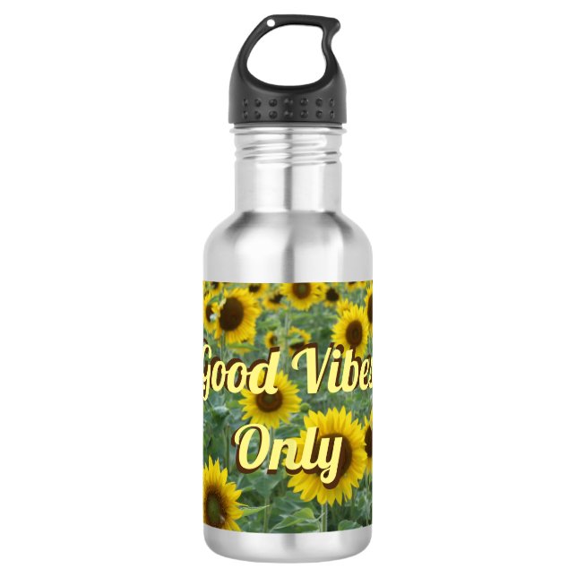 Bouteille D'eau Tournesols brillants Good Vibes uniquement (Devant)