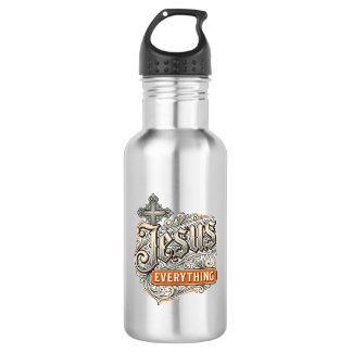 Bouteille D'eau Tout Jésus Vintage Typographie Chrétienne Design