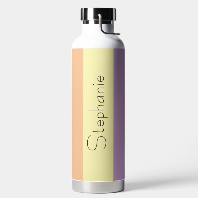 Bouteille D'eau Tracées modernes multicolores avec nom (Droite)