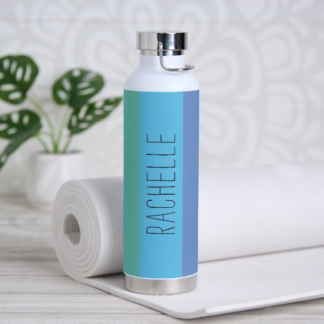 Bouteille D'eau Tracées modernes multicolores avec nom (Yoga)