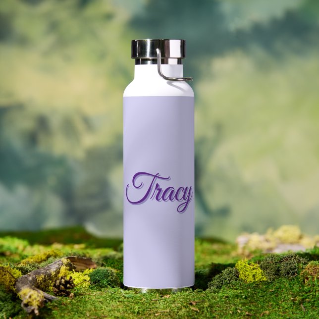 Bouteille D'eau Tracy Filles Nom En Violet, (Extérieur (pivotée))