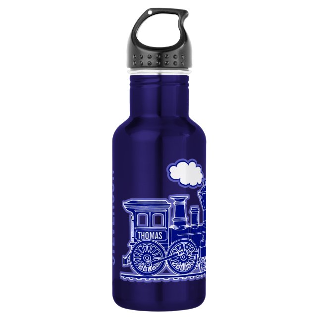 Bouteille D'eau Train bleu foncé enfants garçons nom complet boiss (Devant)