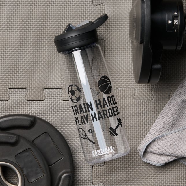 Bouteille D'eau Train Hard Play Harder Water Bottle (Salle de sport (pivoté))