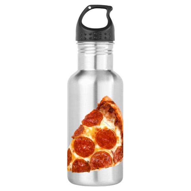 Bouteille D'eau Tranche de pizza pepperoni classique de SlipperyJo (Devant)