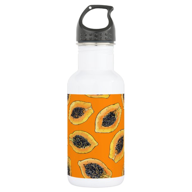 Bouteille D'eau Tranches de Papaya sur orange (Devant)