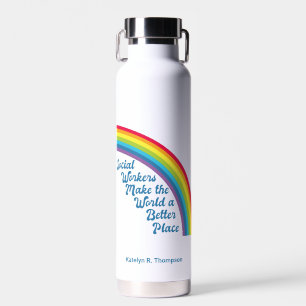 Bouteille D'eau Travail social inspiré Rainbow Personnalisé