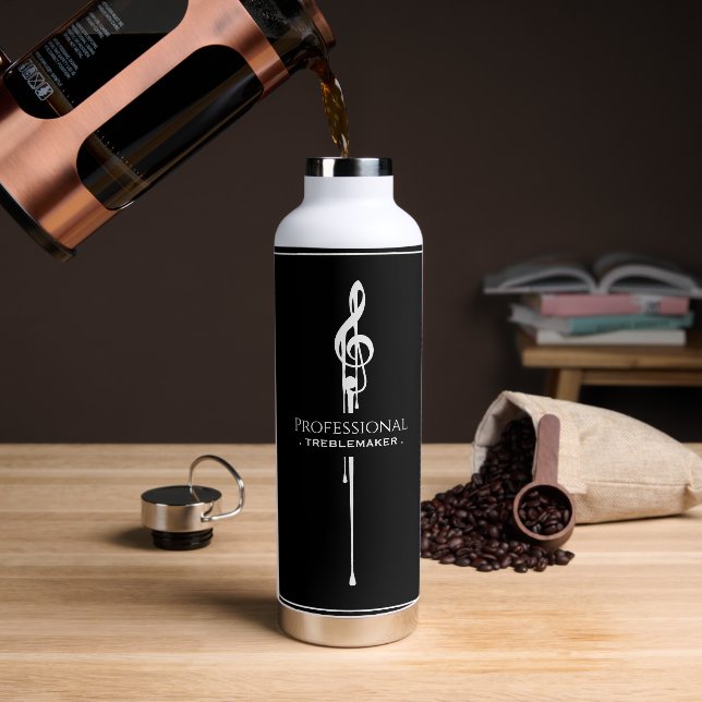 Bouteille D'eau Treblemaker Funny Music Pun Classy Black G-Clef (Café)