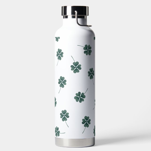 Bouteille D'eau Trèfle à quatre feuilles vert aquarelle (Droite)