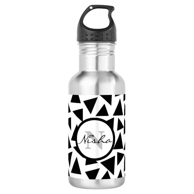 Bouteille D'eau Triangle noir monogramme (Devant)