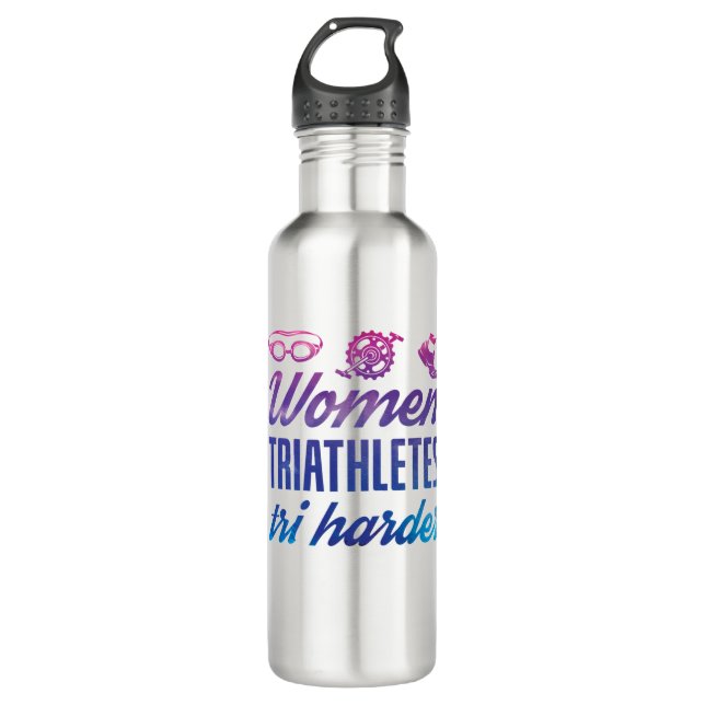 Bouteille D'eau Triathlètes femmes Tri Harder Triathlon Ombre (Devant)