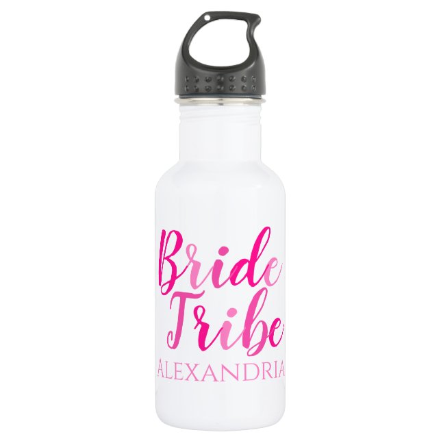 Bouteille D'eau Tribu de mariée rose vif (Devant)