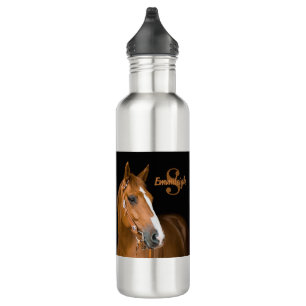 Bouteille D'eau Trimestre Brown Cheval Noir Monogramme Nom initial