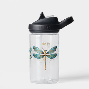 Bouteille D'eau Trois libellules Aqua et Gold Whimsical