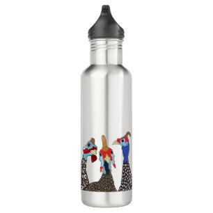 Bouteille D'eau Trois mignons Oiseaux à tête molle de Guinée