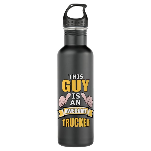 Bouteille D'eau Trucker Truck Driver Love Trucks Drôle Idée cadeau (Devant)
