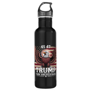 Bouteille D'eau Trump 45e 47e Président Drapeau 2025 Aigle Amériqu