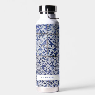 Bouteille D'eau Tuiles portugaises - Azulejo Floral bleu et blanc