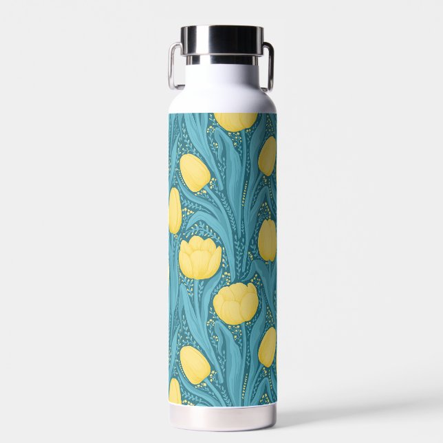 Bouteille D'eau Tulipes en bleu et jaune (Avant)