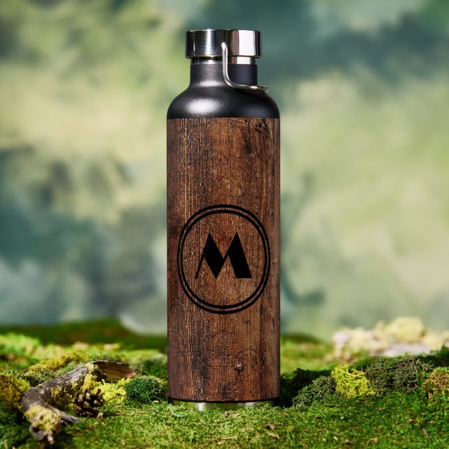 Bouteille D'eau Tumbler thermique personnalisé en bois rustique (Café)