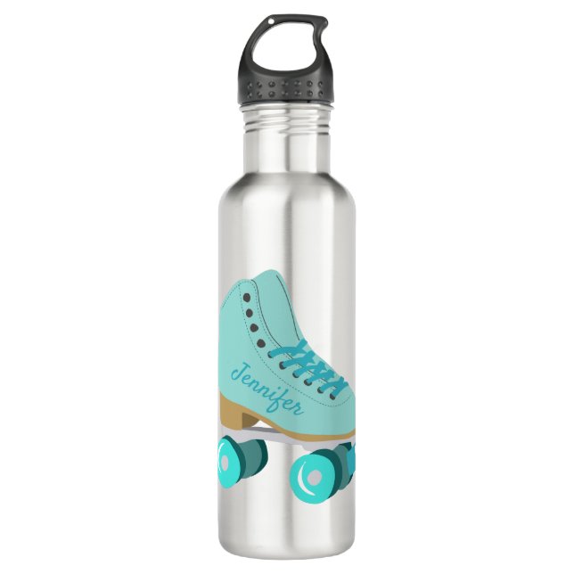 Bouteille D'eau Turquoise Blue Retro Quad Roller Patinage Personna (Devant)