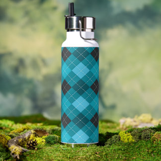Bouteille D'eau Turquoise et Jacquard noir à vide
