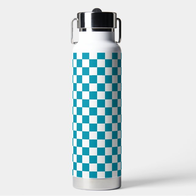 Bouteille D'eau Turquoise foncé à carreaux  (Salle de sport)