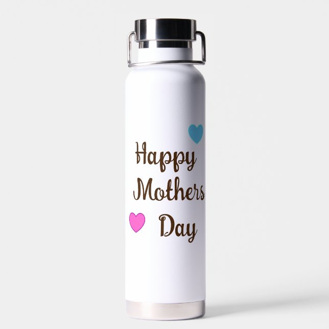 Bouteille D'eau Typographie Brown Cursive Joyeuse Fête des mères, (Arrière)