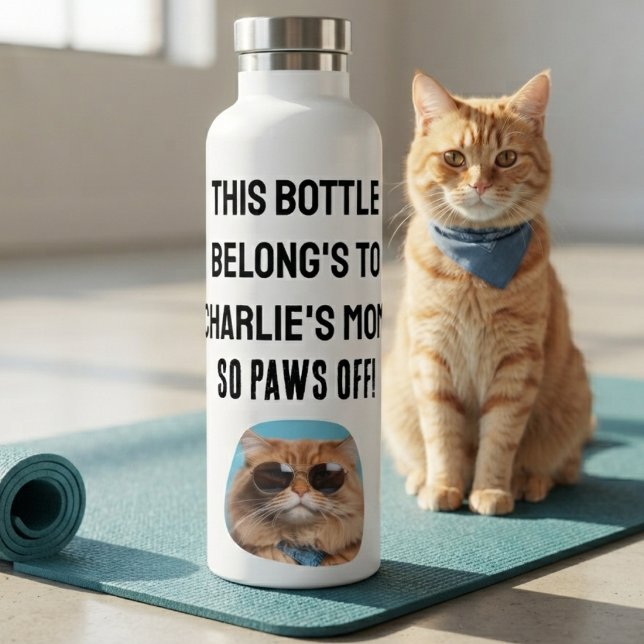 Bouteille D'eau Typographie de citation amusante pour maman chatte (Créateur téléchargé)