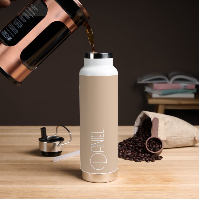 Bouteille D'eau Typographie moderne beige Personnalisée (Extérieur)