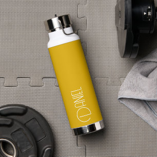 Bouteille D'eau Typographie moderne jaune doré Personnalisée