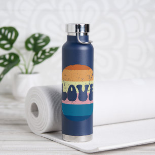 Bouteille D'eau Typographie Rétro Amour sur Rayures de Coucher de 