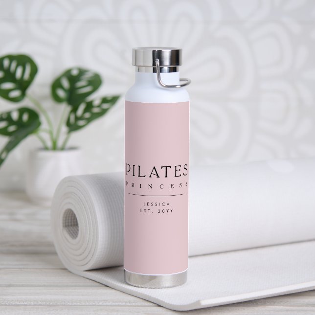 Bouteille D'eau Typographie Simple Princesse de Pilates Rose Perso (Yoga (pivoté))