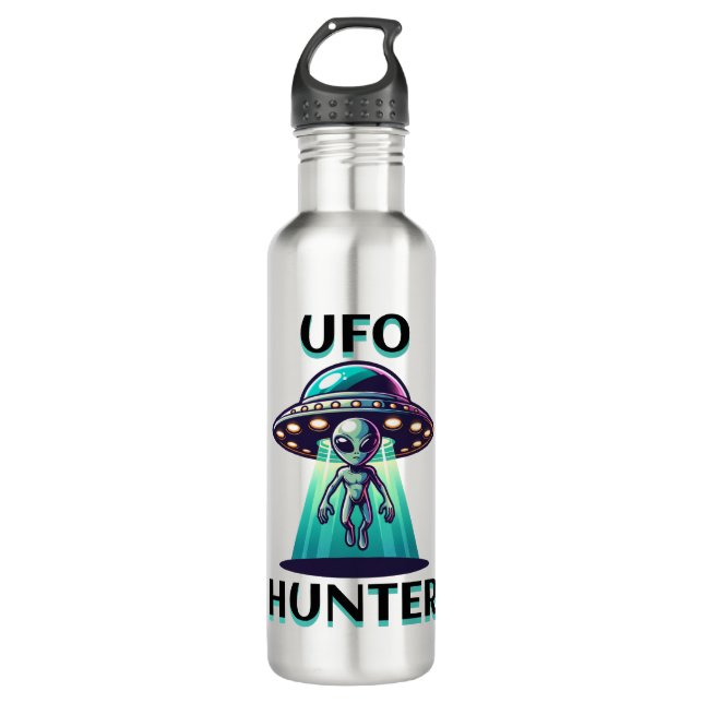 Bouteille D'eau UFO Hunter | Ai Art avec UFO et Alien (Devant)