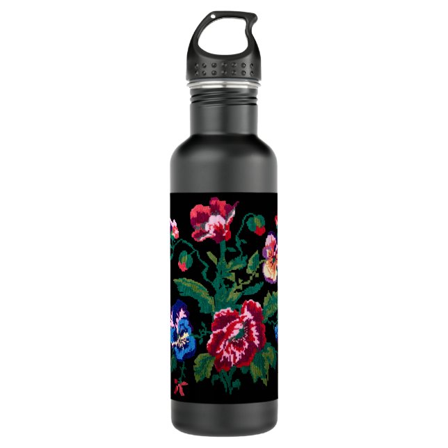 Bouteille D'eau Ukrainian traditional vushuvanka folk art pattern (Devant)