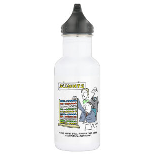 Bouteille D'eau Un comptable qui utilise un abacus au travail. Drô