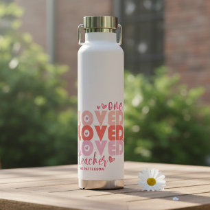 Bouteille D'eau Un professeur d'amour rose moderne nom personnalis