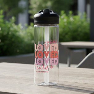 Bouteille D'eau Un professeur d'amour rose moderne nom personnalis