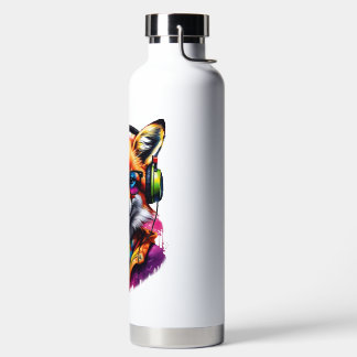 Bouteille D'eau Un renard dans les écouteurs et les lunettes