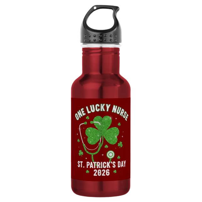 Bouteille D'eau Une infirmière chanceuse Saint-Patrick 2026 Paille (Devant)