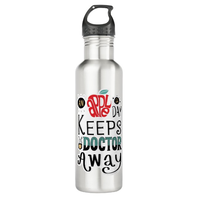 Bouteille D'eau Une pomme par jour garde le médecin loin Citer (Devant)