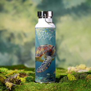 Bouteille D'eau Une Tortue de Mer et des Rayons de Soleil dans l'O