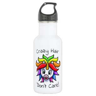 Bouteille D'eau Unicorn Crazy Hair ne s'en fiche pas drôle